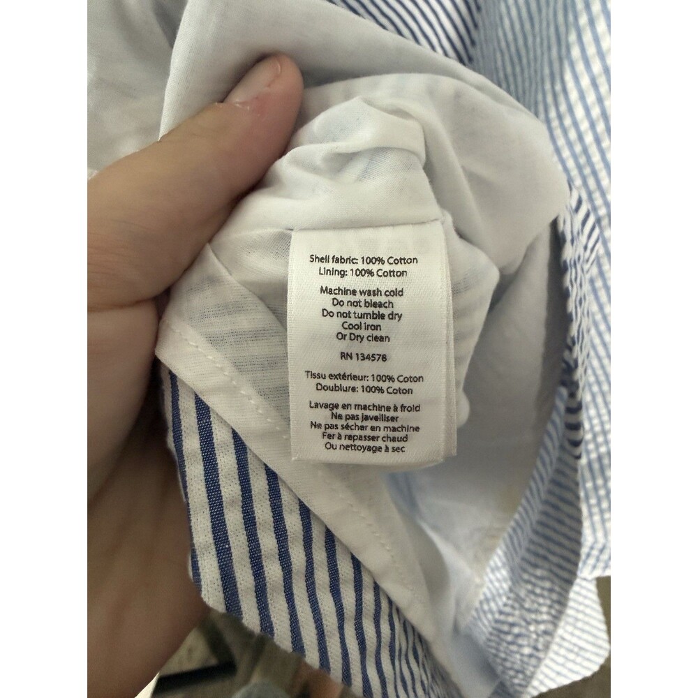 Vineyard Vines Blue Striped Seersucker Sleeveless Halter Medi Dress Women Sz S - Picture 8 of 8